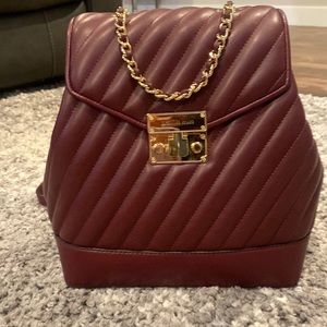 Burgundy Quilted Coach Purse Back Pack Style